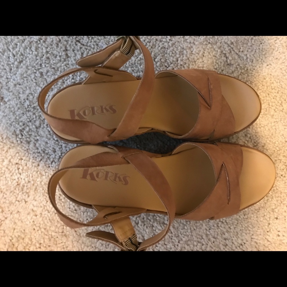 Kork-Ease / Korks tan leather wedge sandals 7.5